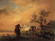 Philips Wouwerman Horses Being Watered oil on canvas